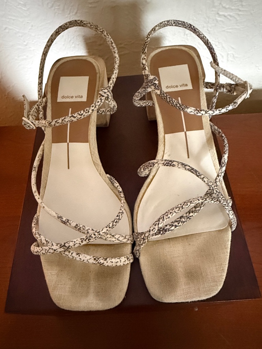 Dolce Vita Neutral Beige Strappy Block Heel Sandals